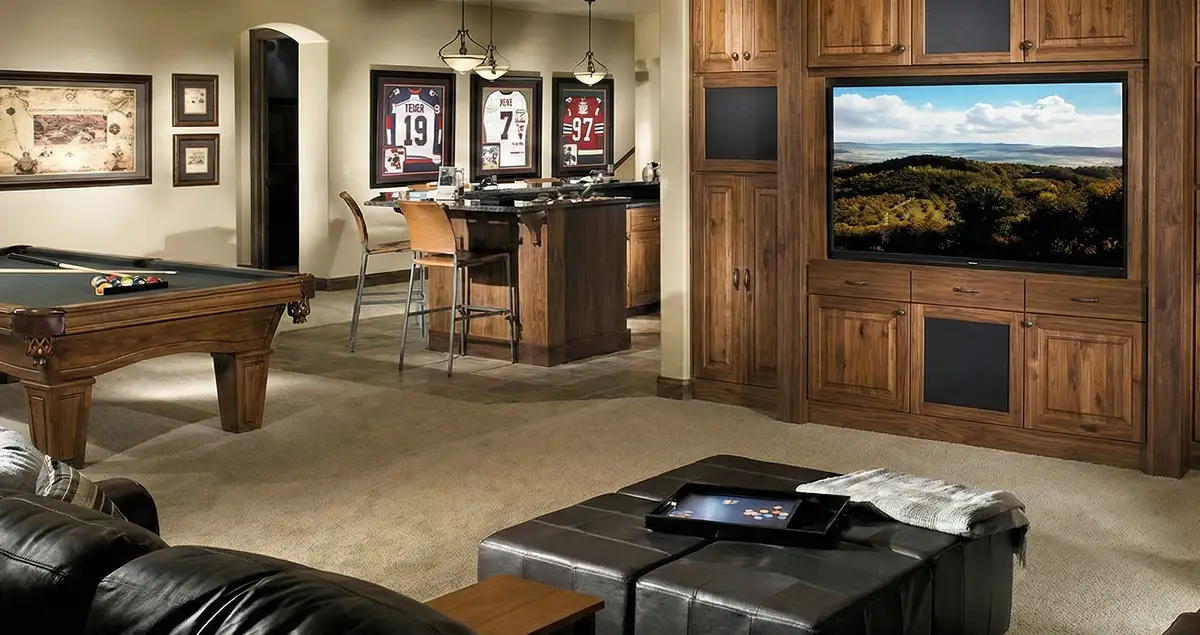 finished basement remodeling project transforming a basement into a comfortable living space in Myrtle Beach, SC