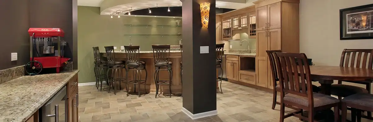 modern basement remodeling with custom finishes and open layout in a home in Myrtle Beach, SC