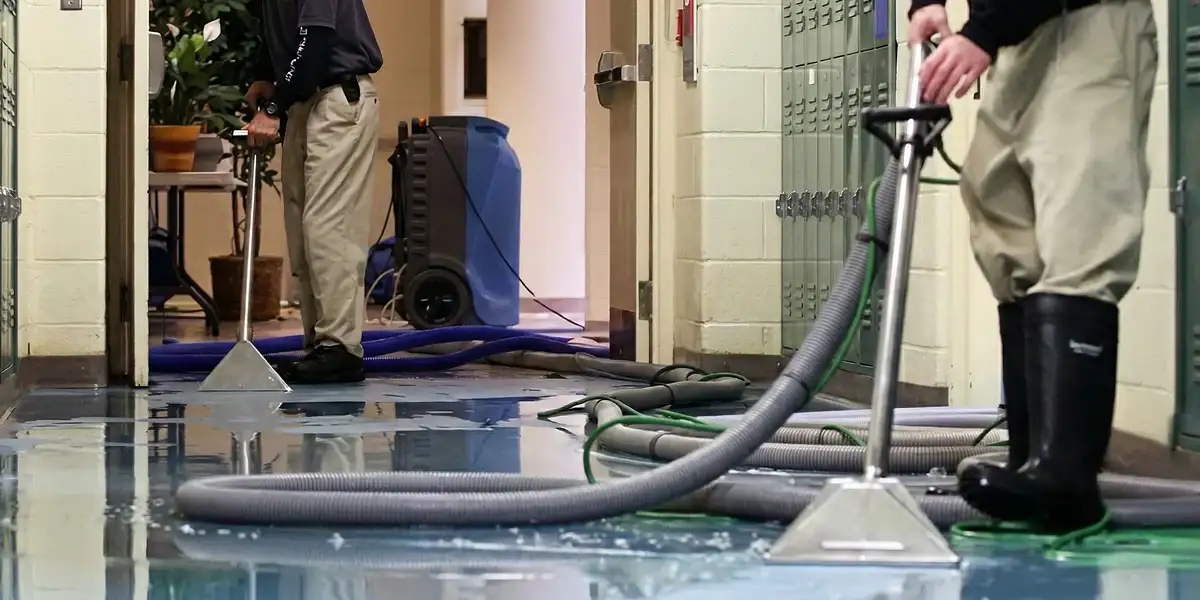 water damage restoration technicians performing professional water extraction inside a property in Myrtle Beach, SC